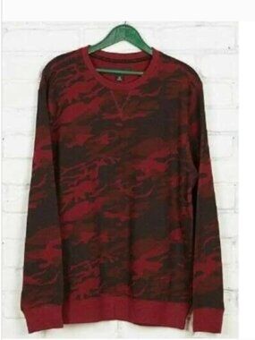 Adam Levine Sweatshirt Mens S Red Camouflage Crew Terry Long Sleeve